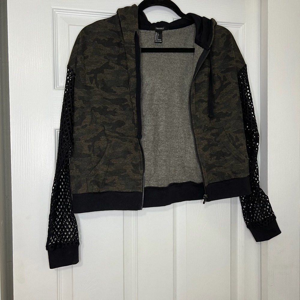 Forever 21 Camo Zip-Up Hoodie